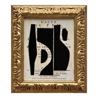 Contemporary Black and White Collage in Vintage Gold Frame For Sale