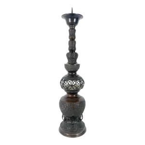 Massive Chinese Imperial Bronze Candle Holder, Candlestick 29" (1 of 2)