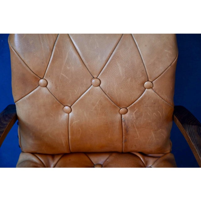 Brown Bridge Chair in Cognac Leather, 1930s For Sale - Image 8 of 14