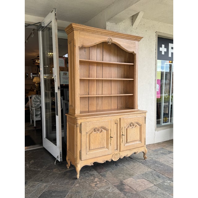 French Provincial Light Oak Wood Kitchen Cabinet, Antique For Sale - Image 4 of 12