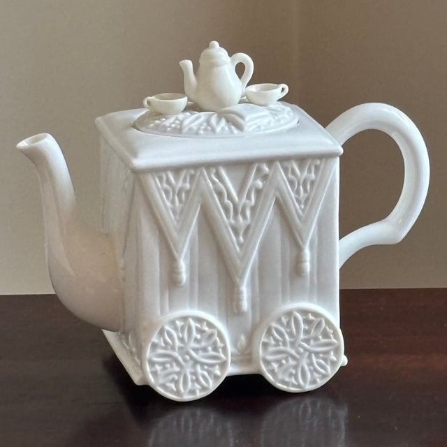 Vintage Lenox Tea Cart Porcelain Teapot For Sale - Image 10 of 17
