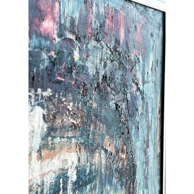 Contemporary Contemporary Modern Expressionist Oil on Canvas Portrait Painting in Blues For Sale - Image 3 of 8