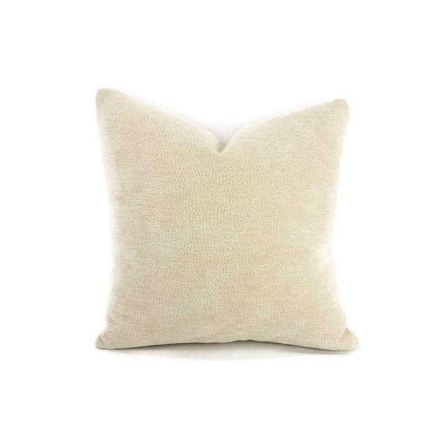 Chella Textiles Montecatini Sand Dune Light Tan Chenille Pillow Cover For Sale - Image 4 of 4