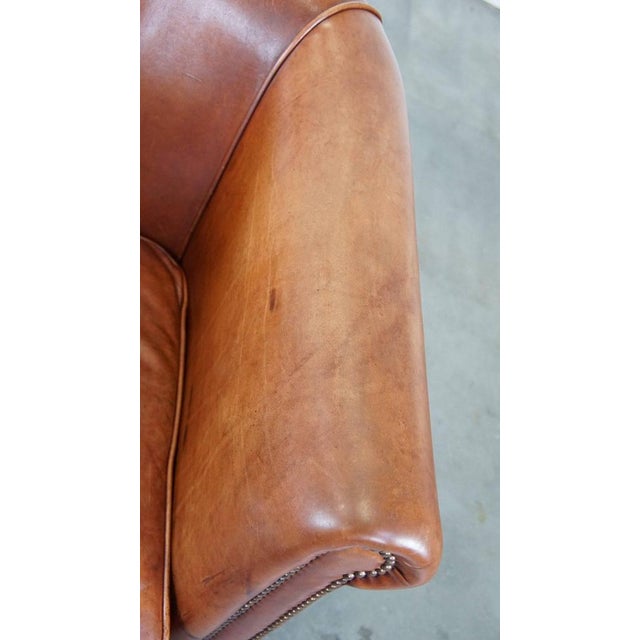 Brown Cognac-Colored Cowhide Leather Club Chair For Sale - Image 8 of 11