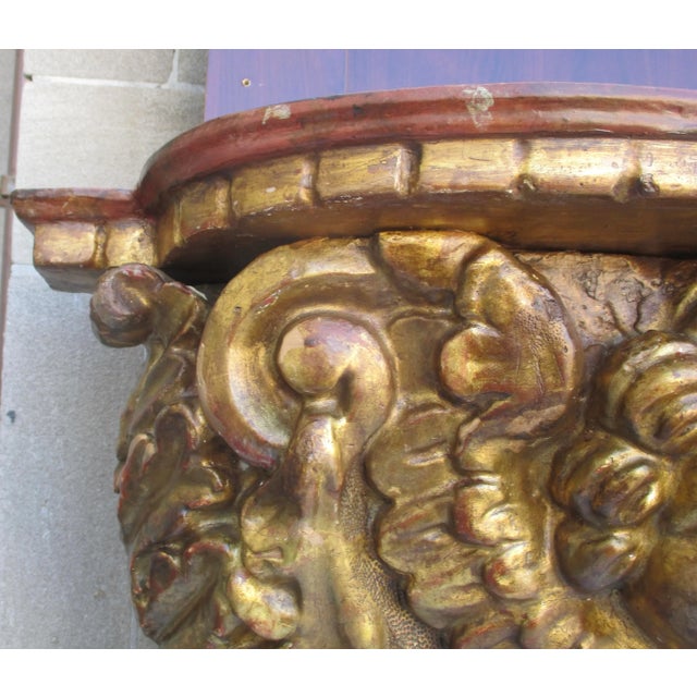 1930s Italian Gilt Carved Wood Wall Console Early 20th For Sale - Image 5 of 11