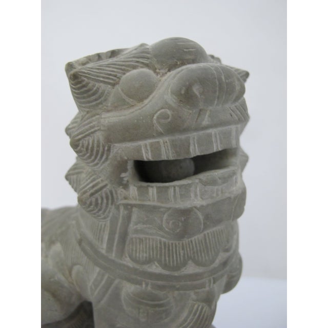 Chinese Carved Stone Foo Dog Guardian Lion With Rattling Ball Statue For Sale - Image 9 of 10