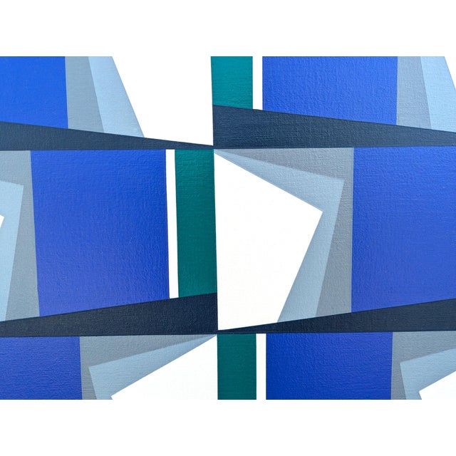 Oswaldo Subero "Pintura Bidimensional No 896" Contemporary Geometric Blue & Yellow Abstract, 2003 For Sale - Image 11 of 12