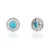 Metal 14k Gold 3.14ct Turquoise Cabochon & Diamond Double Halo Stud Earrings- A Pair For Sale - Image 7 of 15