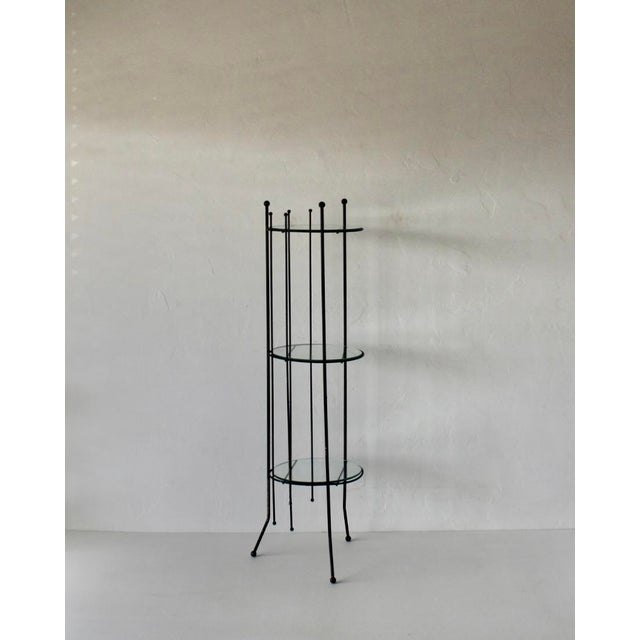 Vintage Black Painted Metal Glass Three Tier Narrow Etagere Mid Century For Sale - Image 14 of 18
