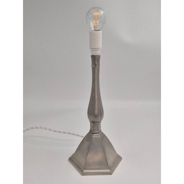 Danish Grace Table Lamp in Pewter with Decor of Leaves by Just Andersen, 1920 For Sale - Image 4 of 9