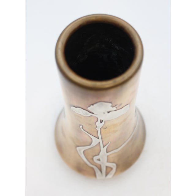 C. 1910-20 Art Nouveau Sterling on Bronze Vase For Sale - Image 4 of 6