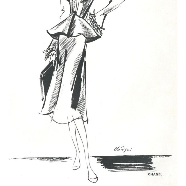 Contemporary 1939 Vintage French Chanel Fashion Print, Matted For Sale - Image 3 of 3