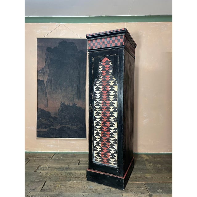 Black Folk Art Painted Pine Cupboard, 1920s For Sale - Image 8 of 11