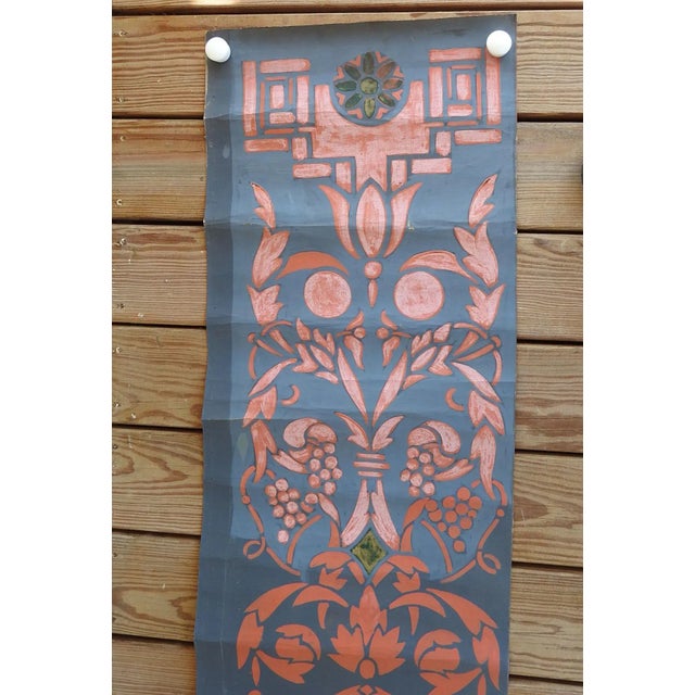 Mid 20th Century Vintage Distressed Renaissance Urn Motif Blue & Pink Painting For Sale - Image 5 of 6