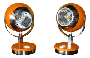 Vintage Orange Eyeball Lamps by Goffredo Reggiani for Reggiani, Italy, 1970s, Set of 2
