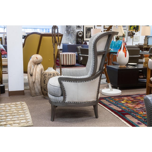 Pair of Arhaus Portsmouth Collection Gray Fabric & Leather Contemporary Chairs For Sale In Detroit - Image 6 of 13
