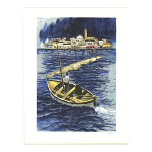 Amadeu Casals Pons Sailboat in the Port of Cadaques, 1970 - Signed