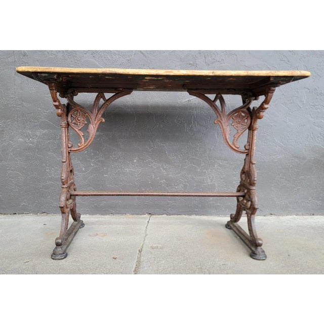 Industrial Antique Cast Iron Pub Table Circa. 1900 For Sale - Image 3 of 10