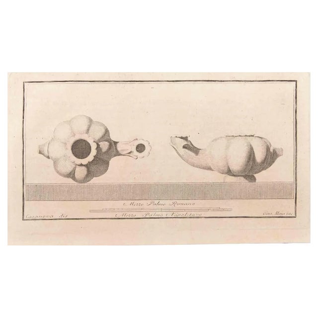 Giuseppe Aloja, Oil Lamp, Etching, 18th Century For Sale