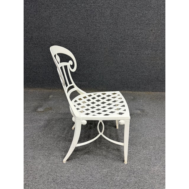 White Set of Four White Powder-Coated Lattice Outdoor Chairs For Sale - Image 8 of 17