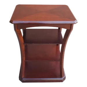 Late 20th Century Four-Tier Mahohany Bookmatched Top Side Table