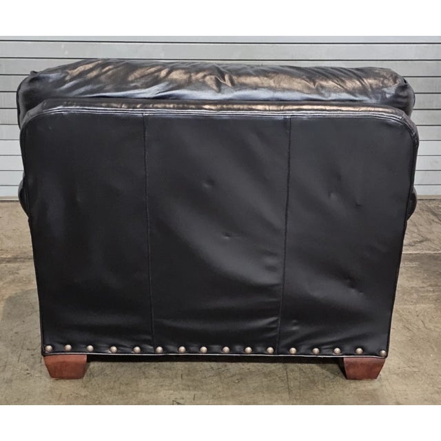 Late 20th Century Late 20th Century Southwood Large Black Leather Club Arm Chair Made in North Carolina For Sale - Image 5 of 8
