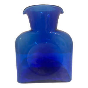 Blenko Blue Glass Water Bottle - Double Spout Pitcher Vase