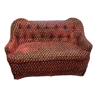 Vintage Burgundy and Cream Loveseat For Sale