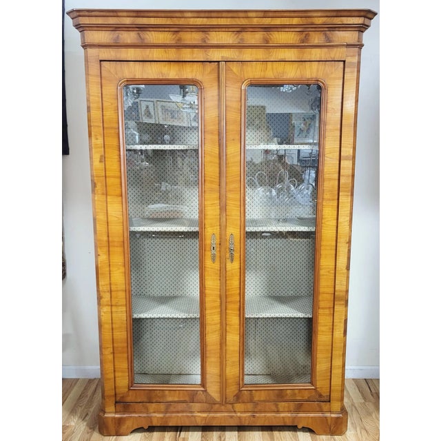 Brown German 19th C Fruitwood Armoire Curio Cabinet Display Vitrine For Sale - Image 8 of 13