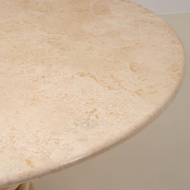Italian Travertine and Brass Pedestal Dining Table by Marzio Cecchi for Studio Most, 1970s For Sale - Image 12 of 14