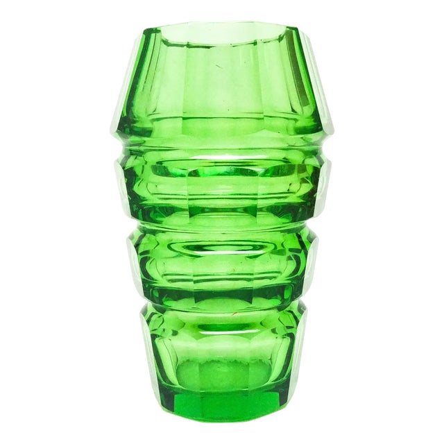 Art Deco Uranium Vase from Moser, Czechoslovakia, 1930s For Sale
