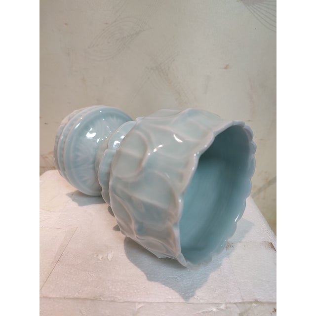Chinese Ceramic Cup Censer Hand Carved Hutian Ware Celadon Cup For Sale - Image 9 of 15