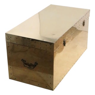 Vintage Brass Trunk Att. To Dresher After Sarreid C. 1970's For Sale