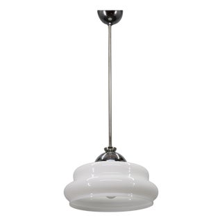 Mid-Century Italian Glass and Chrome Pendant Lamp, 1960s For Sale