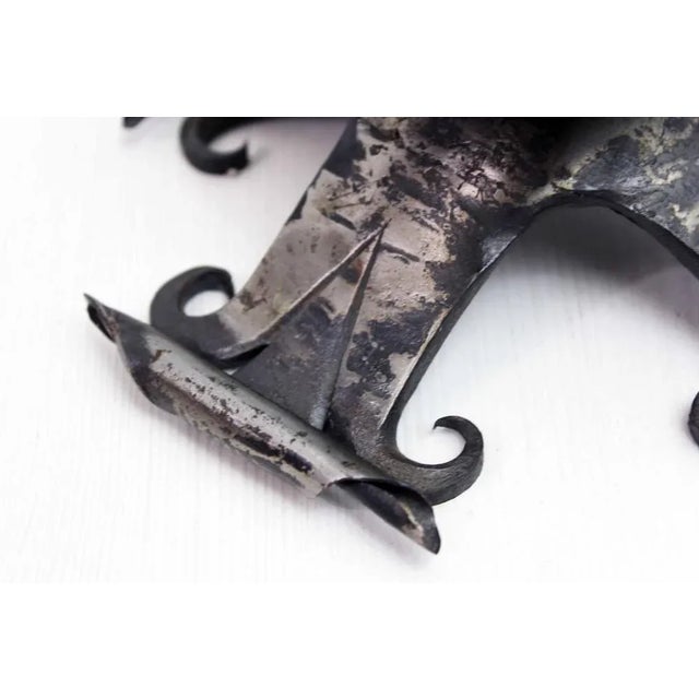 Black Brutalist Iron Candleholder, 1960s For Sale - Image 8 of 10