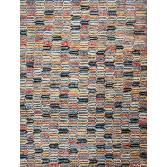 Richly Colored Artistic Geometric Pattern Modern Room Size Rug For Sale