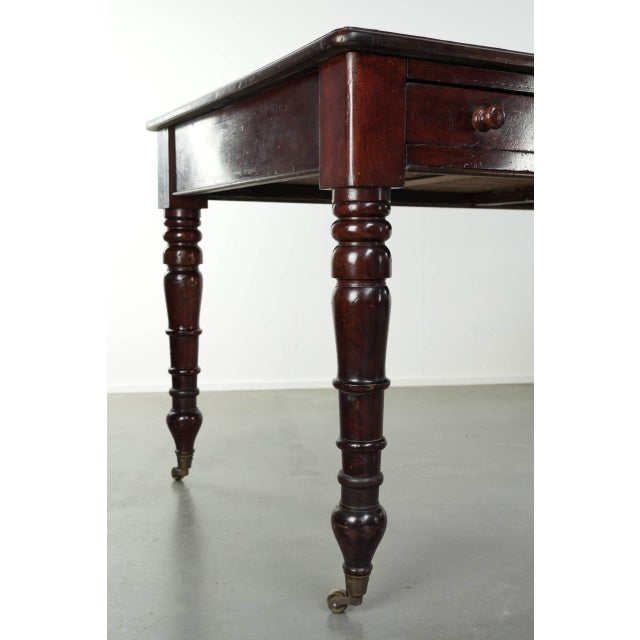 Antique English Writing Desk with Dark Brown Leather Top, 1800s For Sale - Image 12 of 13