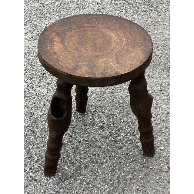 Wood Sculptural Tripod Stool by Gabriel Lucas, Brittany, 1970 For Sale - Image 7 of 18