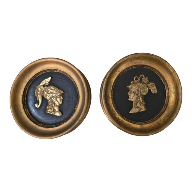 Pair of Italian Neoclassical Helmet Portraits For Sale