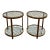 Vintage MCM Beaded Lattice Brass Tone Two Tier Side Tables - Pair For Sale