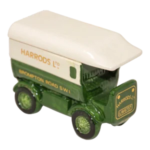 Harrods Porcelain Delivery Truck Lidded Tea Caddy Box London Pottery England