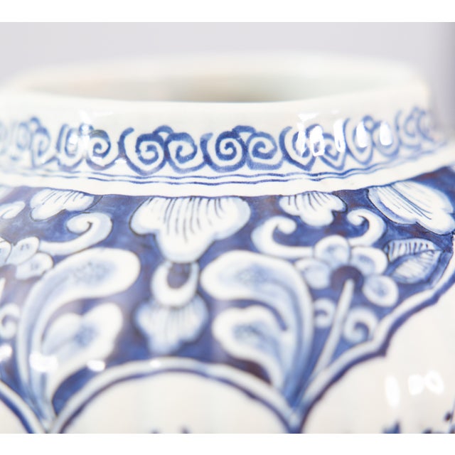 Paint Antique Chinoiserie Dutch Delft Faience Bird Baluster Vase For Sale - Image 7 of 10