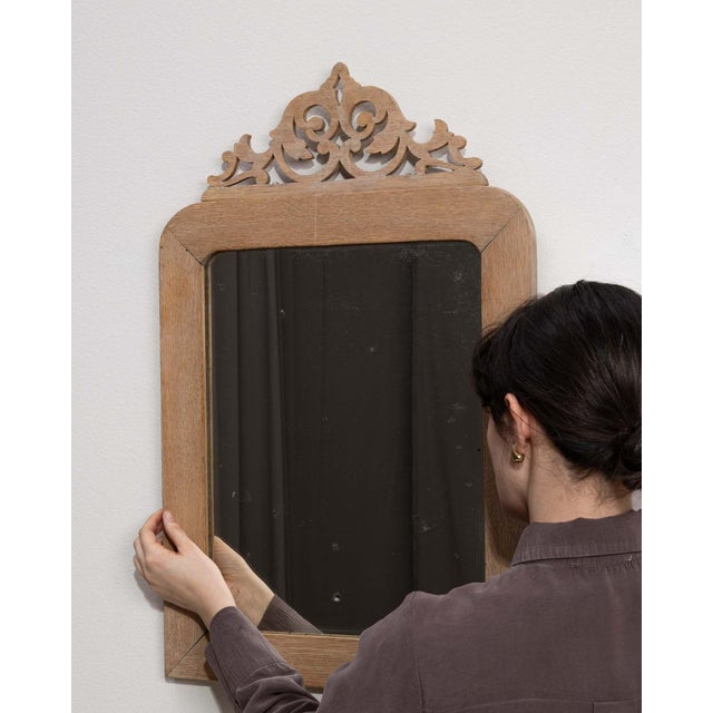 Wood 19th Century France Tan Wood Mirror For Sale - Image 7 of 8