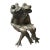 Vintage Whimsical Cast Iron Sitting Garden Frog Duo For Sale