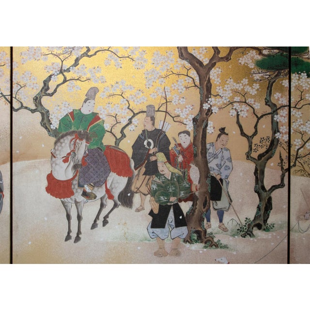 "Falconry", After Kano Tsunenobu, 1960s Showa Era Japanese Byobu Screen For Sale - Image 9 of 18