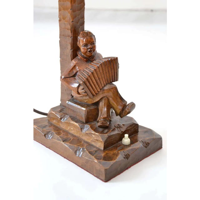 Carved Wooden Table Lamp, 1930s For Sale - Image 6 of 7