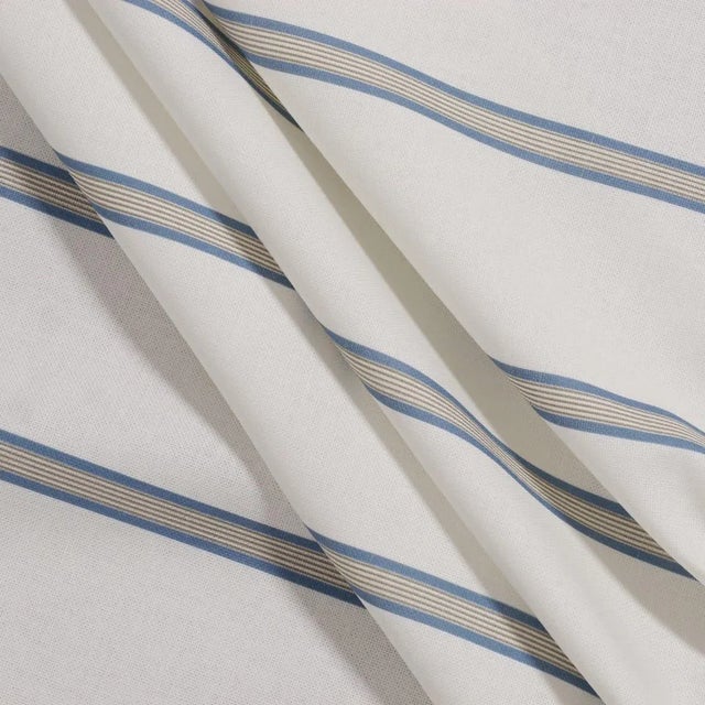 Not Yet Made - Made To Order Raleigh Stripe Blue Fabric - Sample For Sale - Image 5 of 8