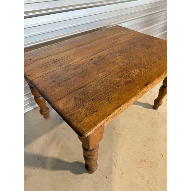 Victorian Antique Pine Table With One Drawer From England For Sale - Image 3 of 18
