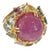 Bochic "Orient" Red Ruby & Multi Color Sapphires Ring Set In 18K Gold & Silver For Sale