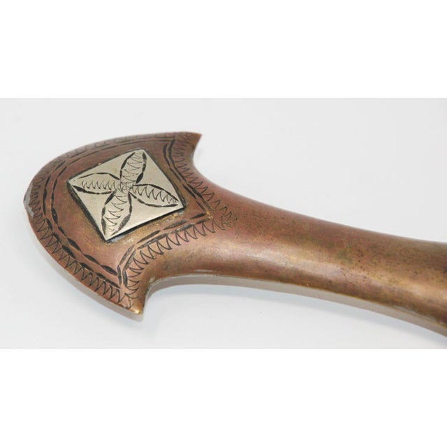 Metal Moroccan Dagger Brass and Silver Decorative Collector Khoumya For Sale - Image 7 of 18